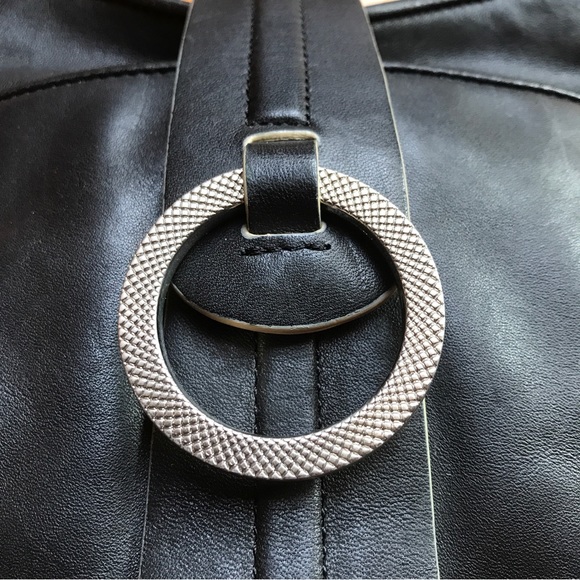 Ann Taylor Black Leather Silver Magnet Closure, EUC, 10” - Picture 4 of 12